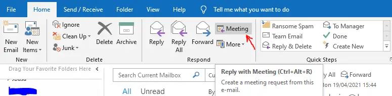 Reply with Meeting Outlook