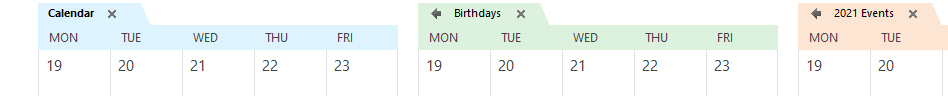 Selected Calendars displayed Outlook