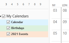 Selecting the Calendars you want displayed
