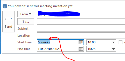 Using Natural Language to set calendar meeting time