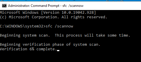 command prompt sfc scannow