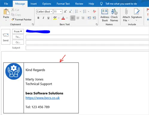2 column Outlook Signature with borders