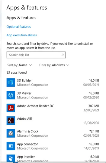 Windows 10 Apps and Features