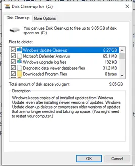 Disk Cleanup system files
