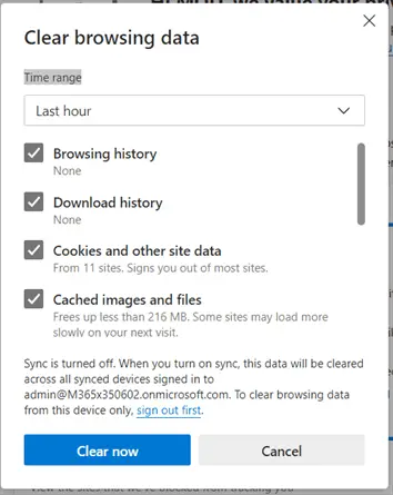 Microsoft Edge Clear Browser Cache