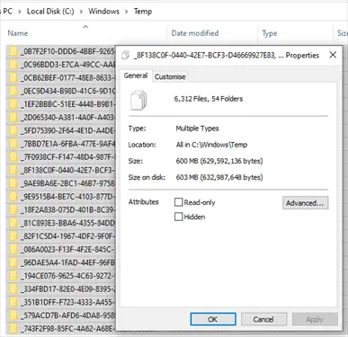 Windows 10 Temp Files