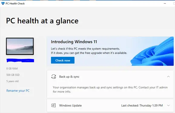 PC Health check Windows 11 download