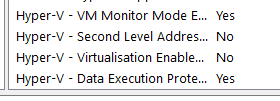 Systeminfo summary - Hyper-V on Windows 10