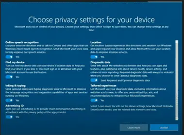 Choose privacy settings for your device