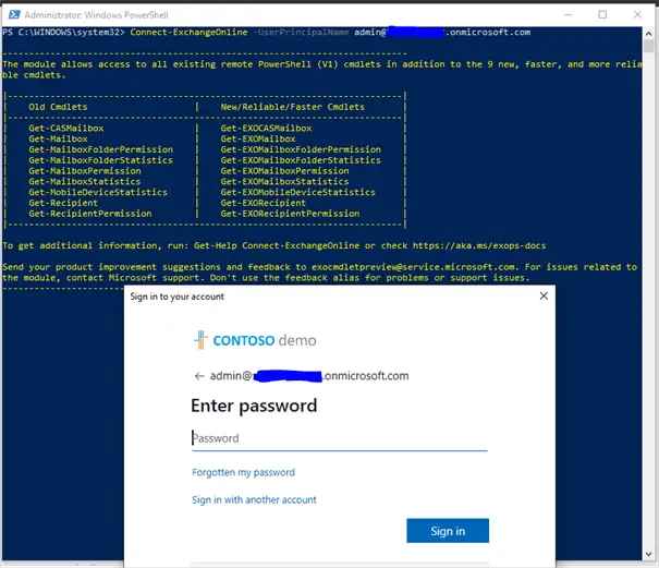 Connecting to Exchange Online PowerShell in a Microsoft 365 Organization