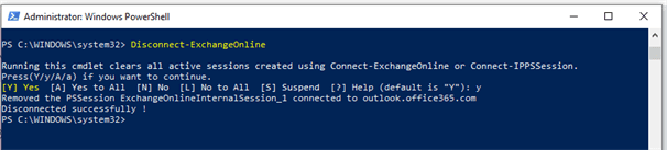 Disconnect-ExchangeOnline