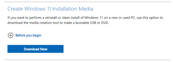 Download Create Windows 11 Installation Media