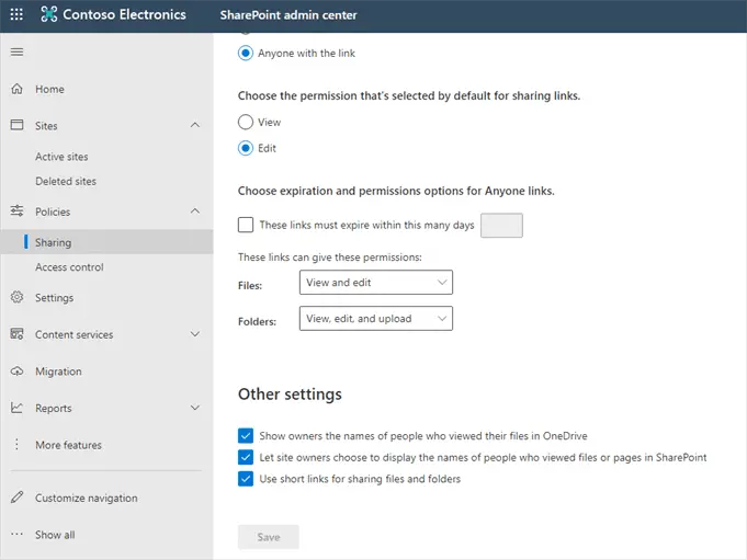 Configure Organization Level SharePoint settings 2