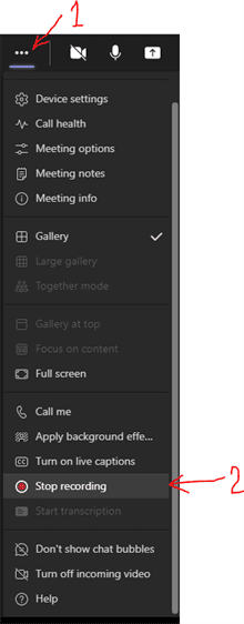 Stop Recording a Teams Meeting