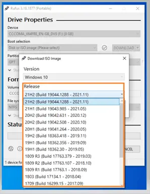 Rufus - Choose Version Release
