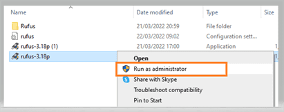 Run Rufus as administrator
