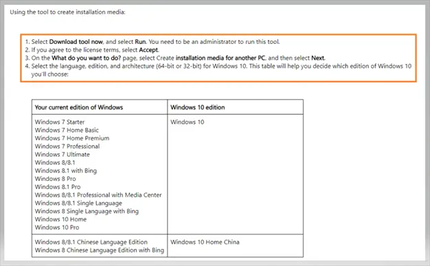 Run Windows 10 media creation tool as administrator