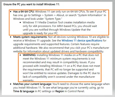 Windows 11 System requirements