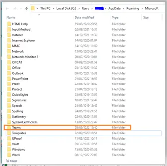 Teams cache location folder