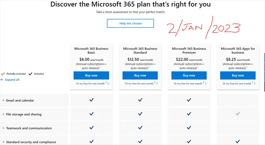 Microsoft 365 Business plans 2