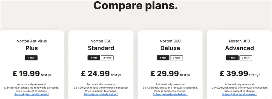 Norton Antivirus Plus - Compare plans