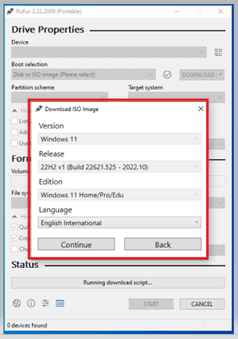 Download ISO Windows 11 details selections