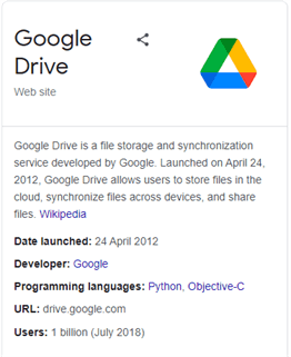 Google Drive (source Wikipedia)