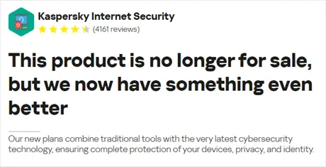 Kaspersky Internet Security no longer on sale (May 2023)
