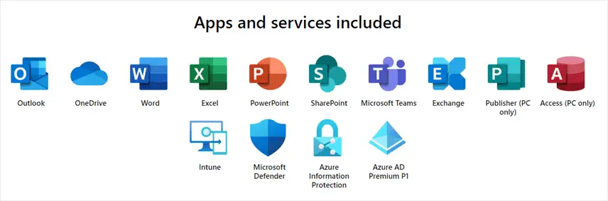 M365 Business Premium Apps and Services included