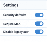 enable security defaults in Microsoft 365 for small business.