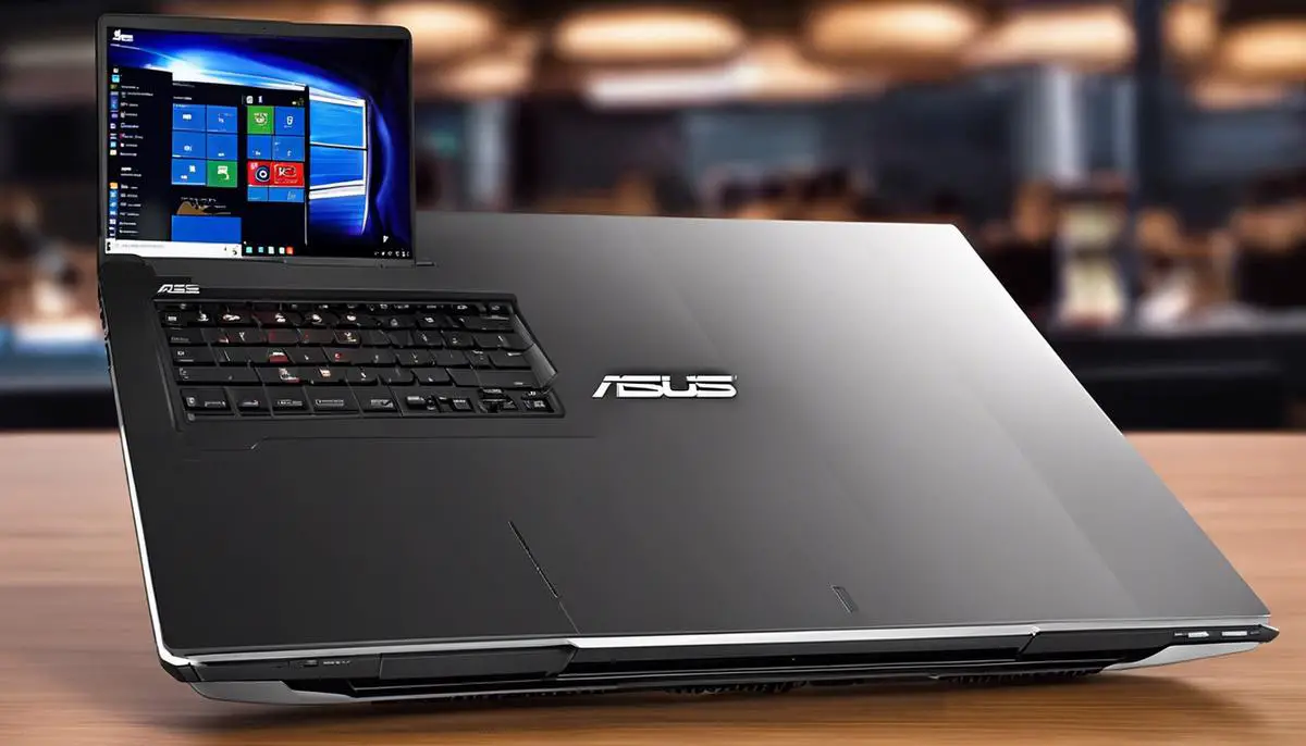 An image of an Asus laptop, showcasing its sleek design and modern features