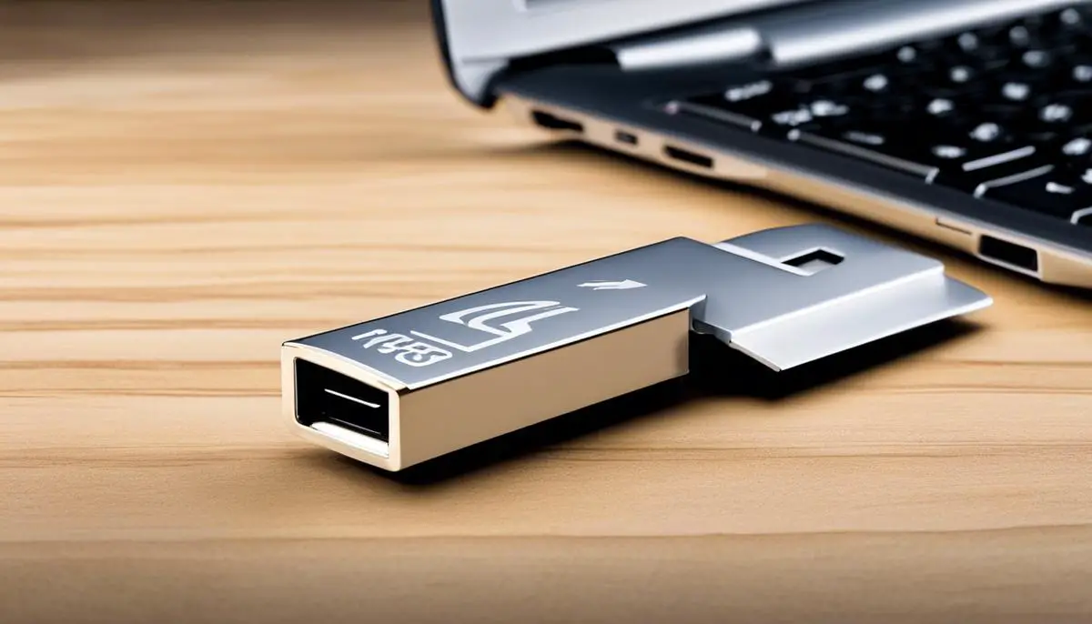 A USB flash drive with a Windows logo, representing the process of creating a bootable Windows USB.