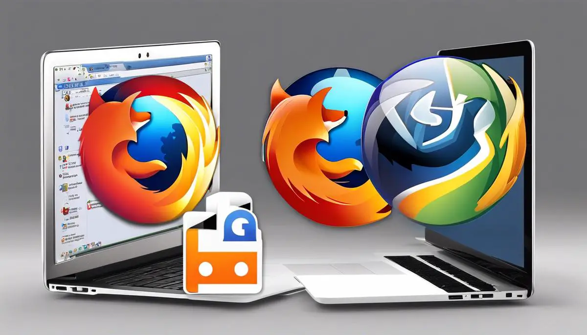 Comparison image of Safari, Google Chrome, and Mozilla Firefox on a Mac, with their respective logos and screenshots side by side.