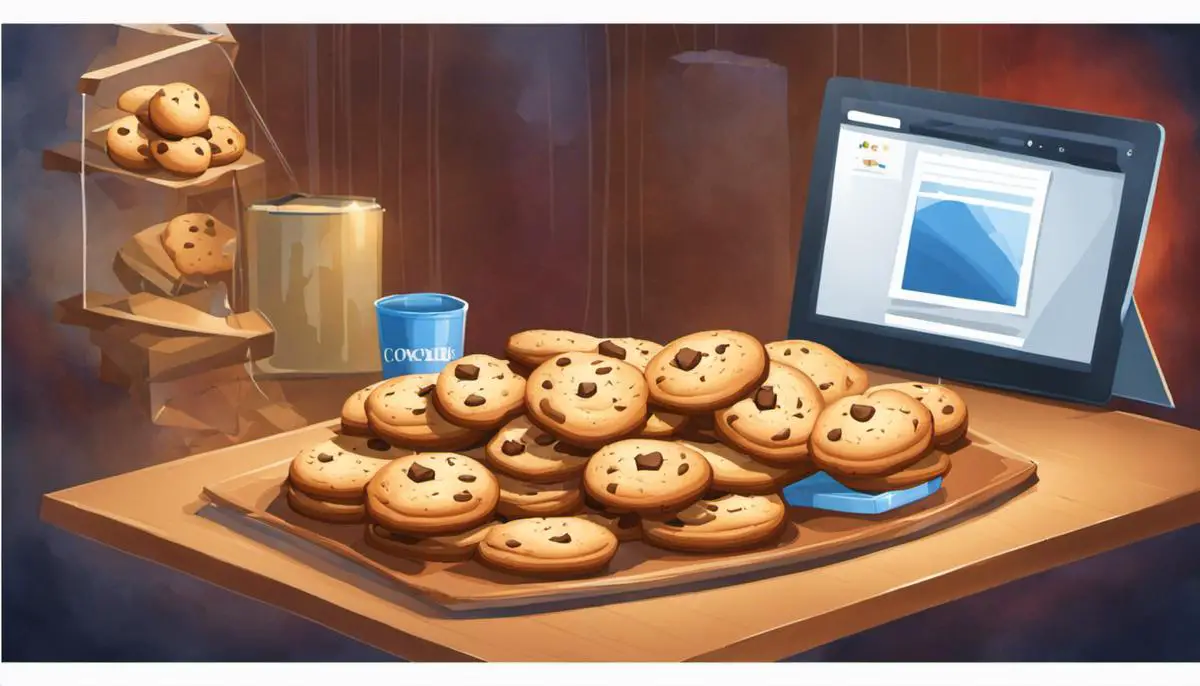 Illustration of a cache and cookies, representing the content being cleared from a web browser