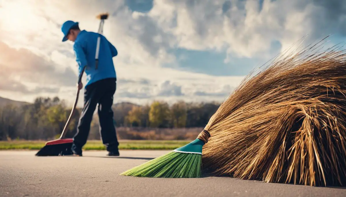 Image of a person holding a broom and sweeping away cache to symbolize cache management.