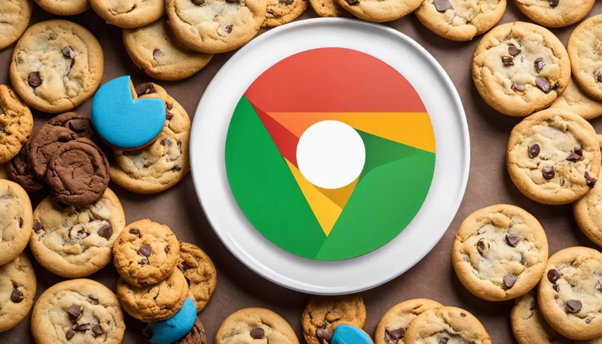 Image showing a plate of cookies and a computer cache symbol, representing the topic of clearing cookies and cache on Google Chrome