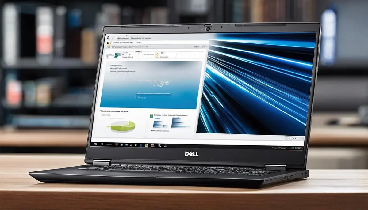 Image depicting a crash-resistant Dell laptop with enhanced stability and proactive measures taken for system maintenance and data backup.