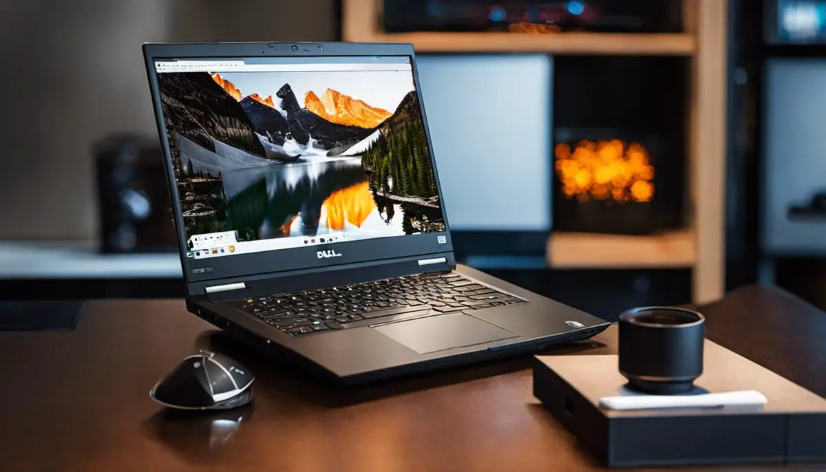 Image of a Dell gaming laptop with optimal performance and accessories