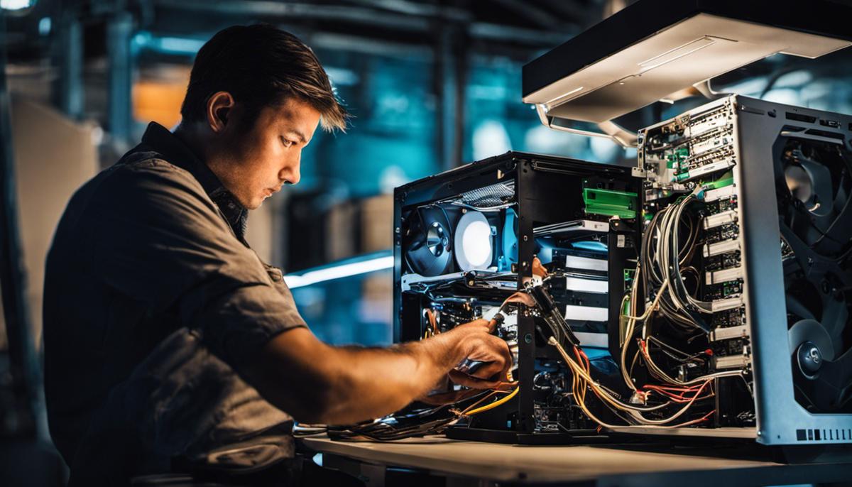 A person trying to fix a computer with a loop issue during automatic repair.
