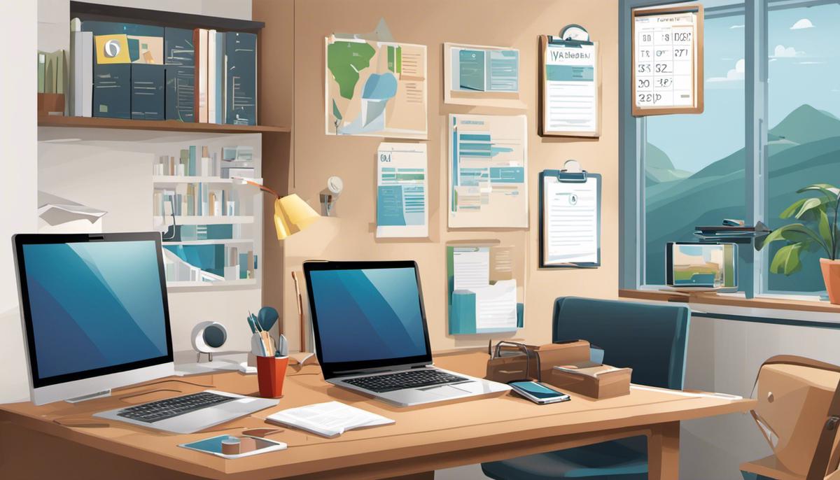 Illustration of common Outlook issues including a calendar, mobile devices, and a computer with plugins