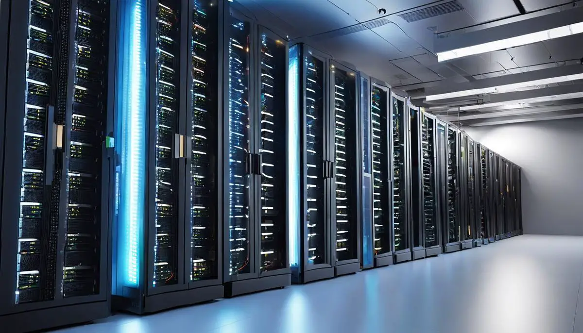 A server room with rows of servers, symbolizing the importance of remote server administration.