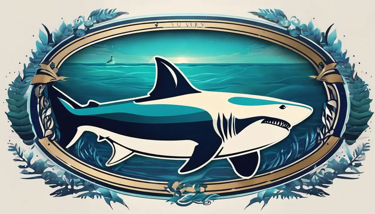 Surfshark VPN logo with a shark swimming in the ocean, symbolizing security and freedom of internet access.