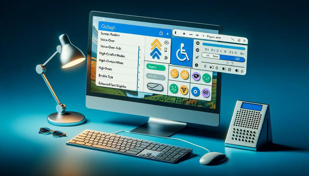 Image of a computer screen showing the Teams Add-On feature in Outlook for visually impaired individuals