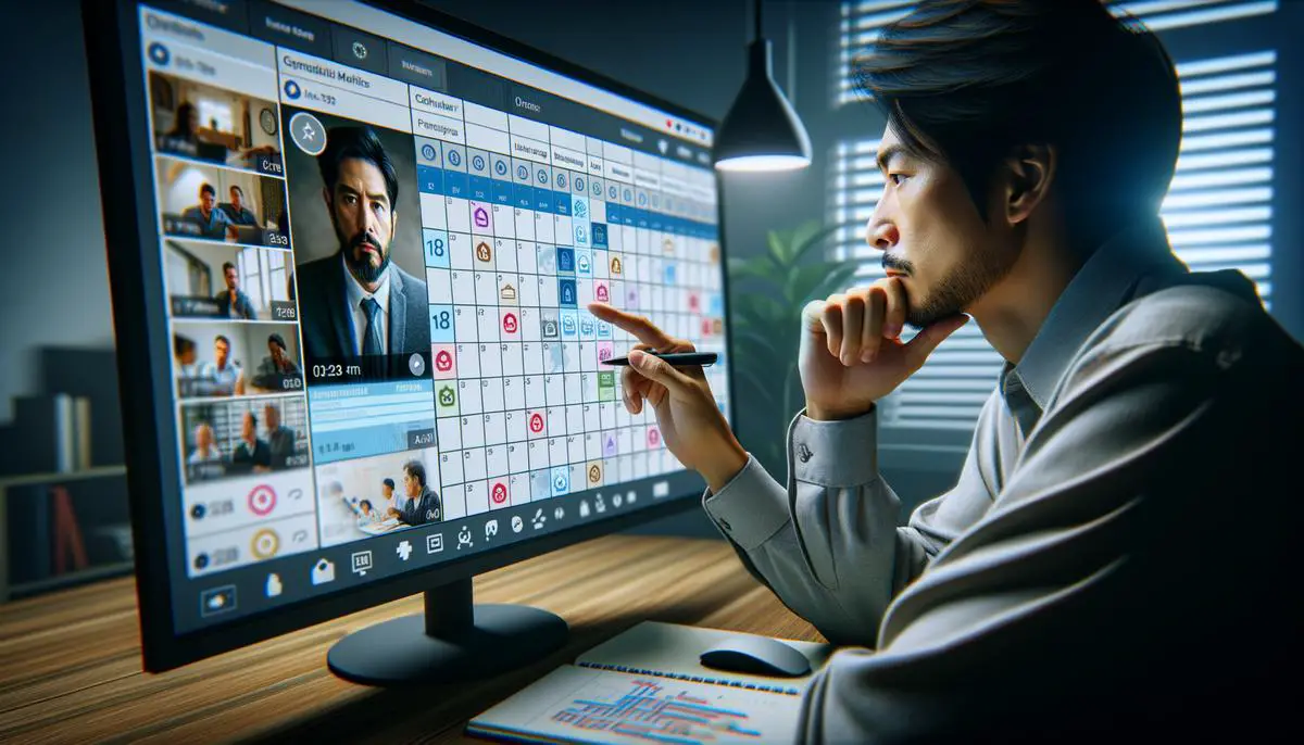 Illustration of a person checking a calendar on Microsoft Teams