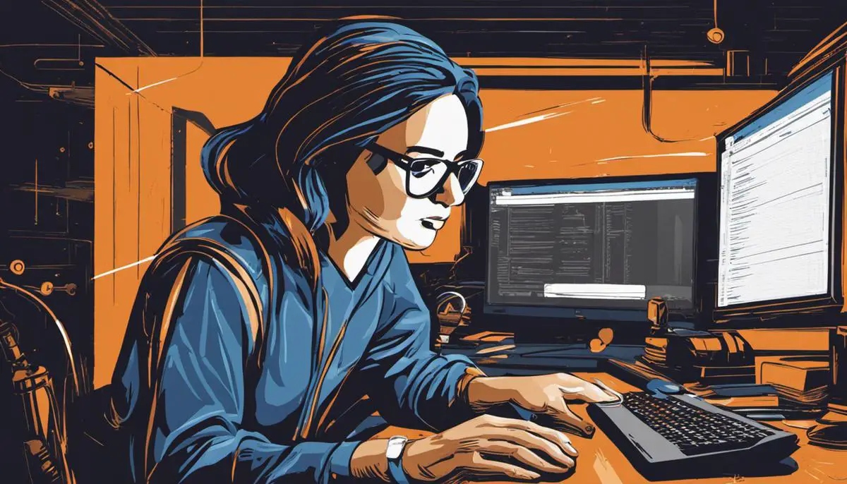 Illustration of a person using a computer and a wrench symbolizing troubleshooting in Windows Explorer